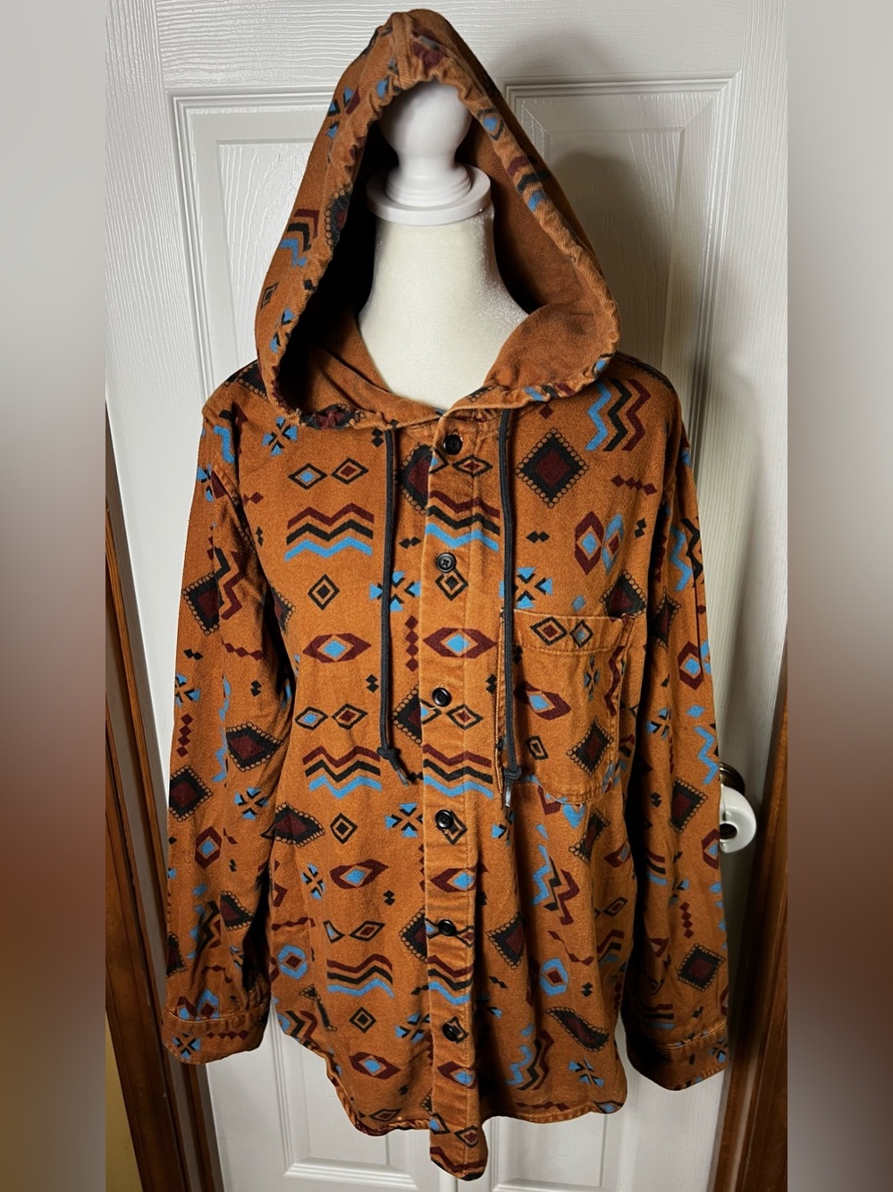 Men’s Shacket Shirt Jacket Hoodie Sweatshirt Southwestern Men’s M (Women’s L)